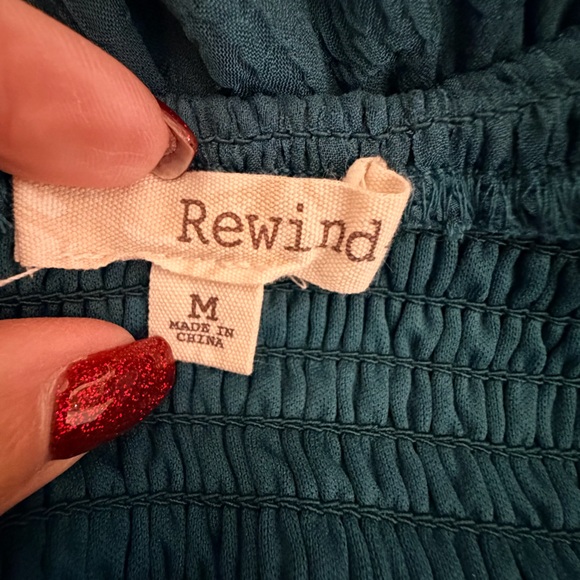 Rewind Green Smocked Tiered Dress - Picture 4 of 5